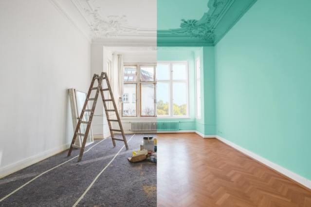 Travaux intérieur, avant et après intervention de l'artisan peintre